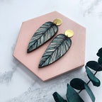Tropical Statement Leaf Earrings - Calathea Whitesar