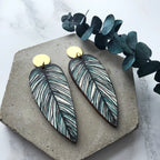 Tropical Statement Leaf Earrings - Calathea Whitesar