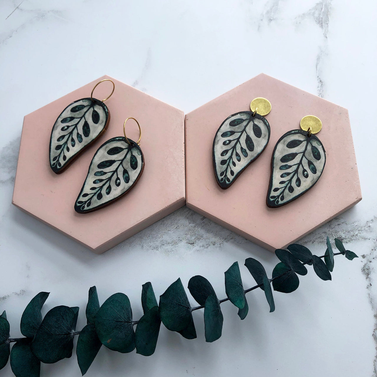Calathea Makoyana Statement Drop Earrings