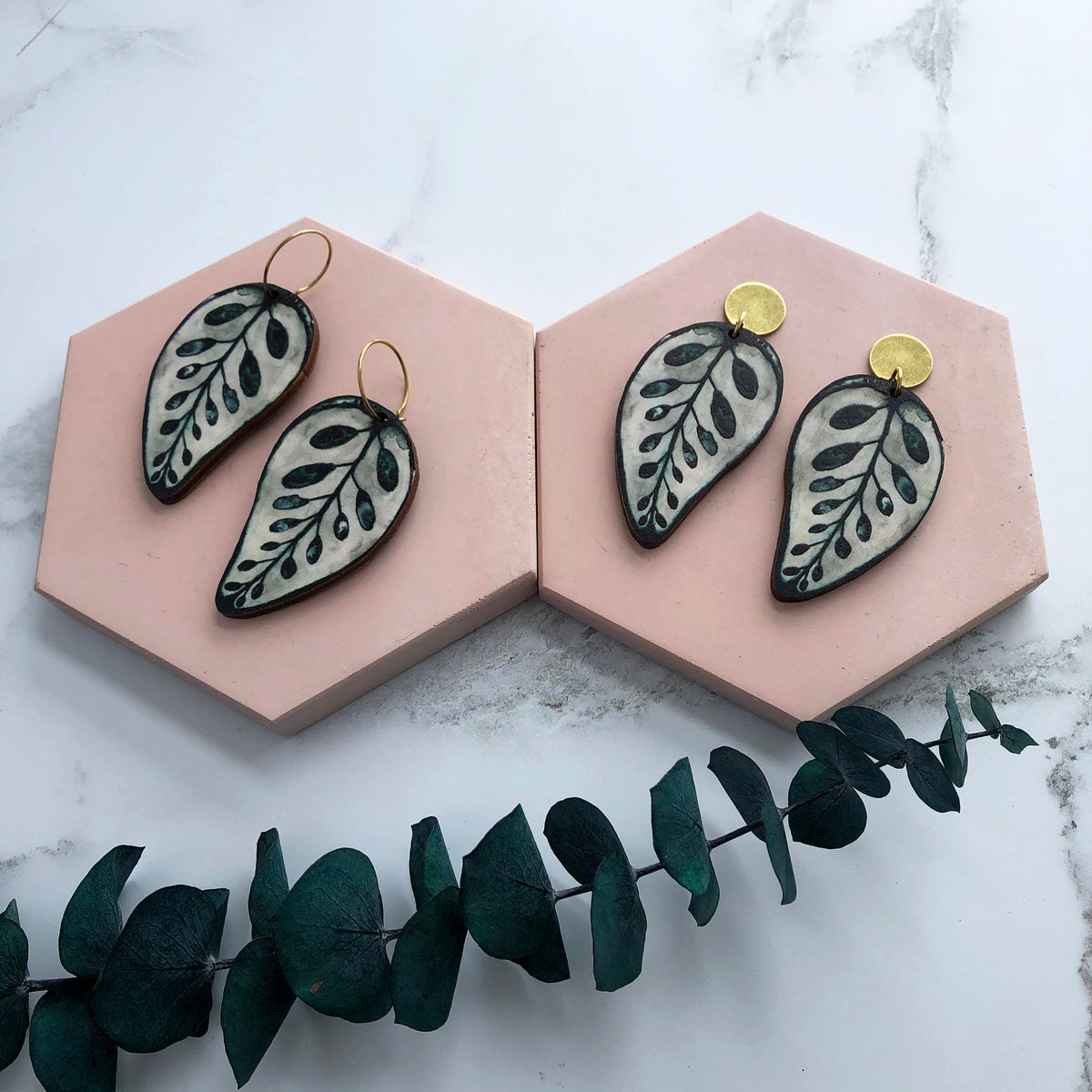 Calathea Makoyana Statement Drop Earrings