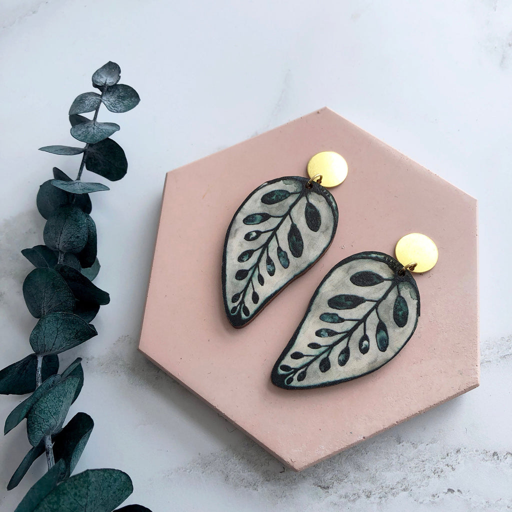 Calathea Makoyana Statement Drop Earrings