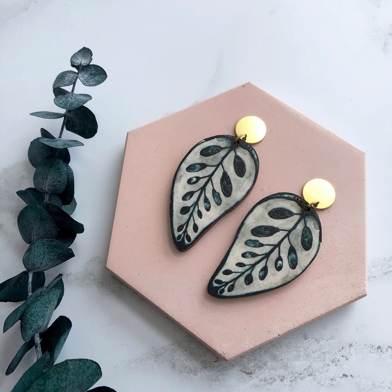 Calathea Makoyana Statement Drop Earrings