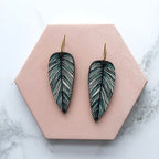 Tropical Hoop Leaf Earrings - Calathea Whitesar Earrings