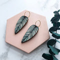 Tropical Hoop Leaf Earrings - Calathea Whitesar Earrings