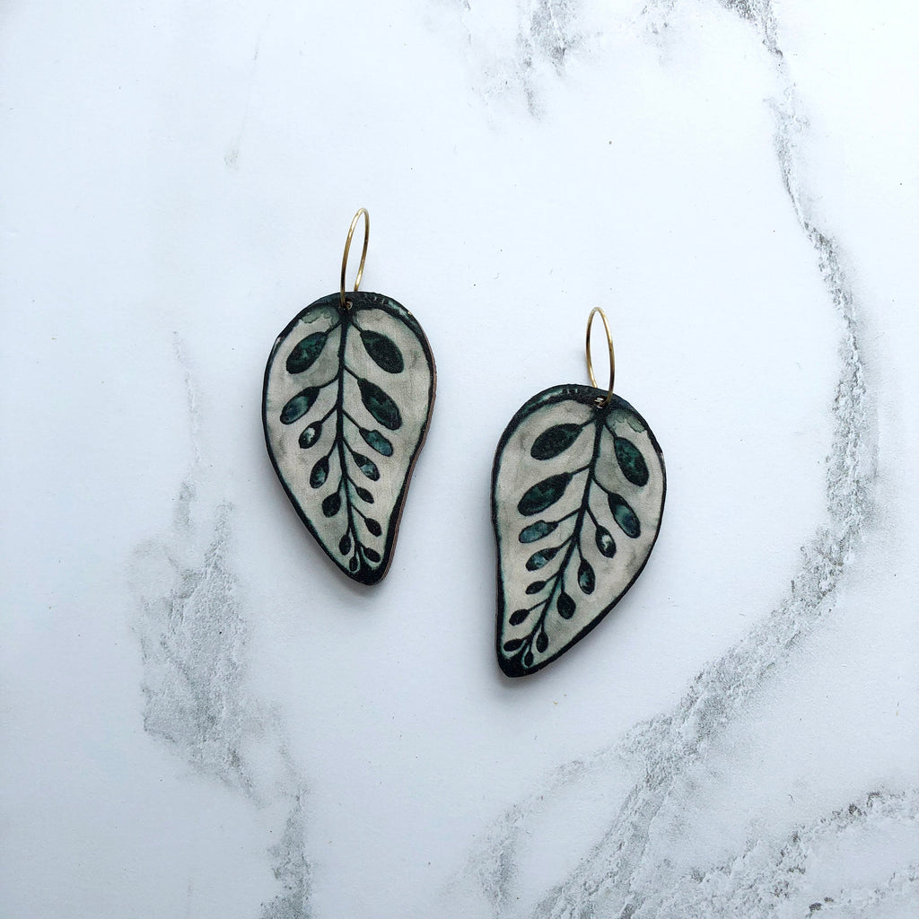 Calathea Makoyana Hoop Earrings