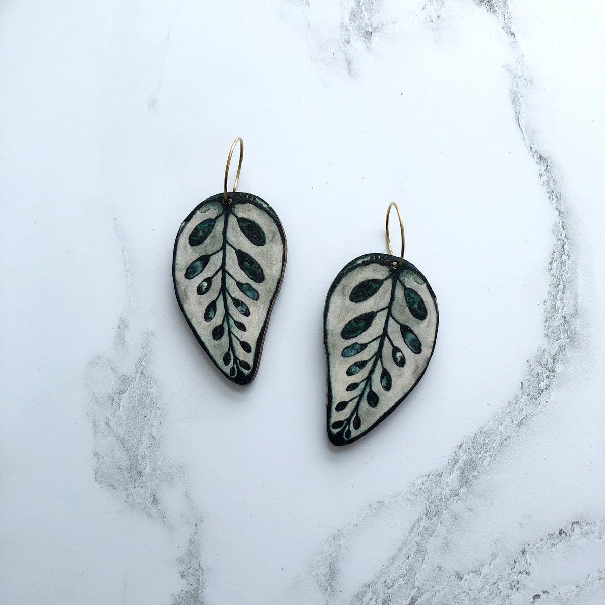 Calathea Makoyana Hoop Earrings