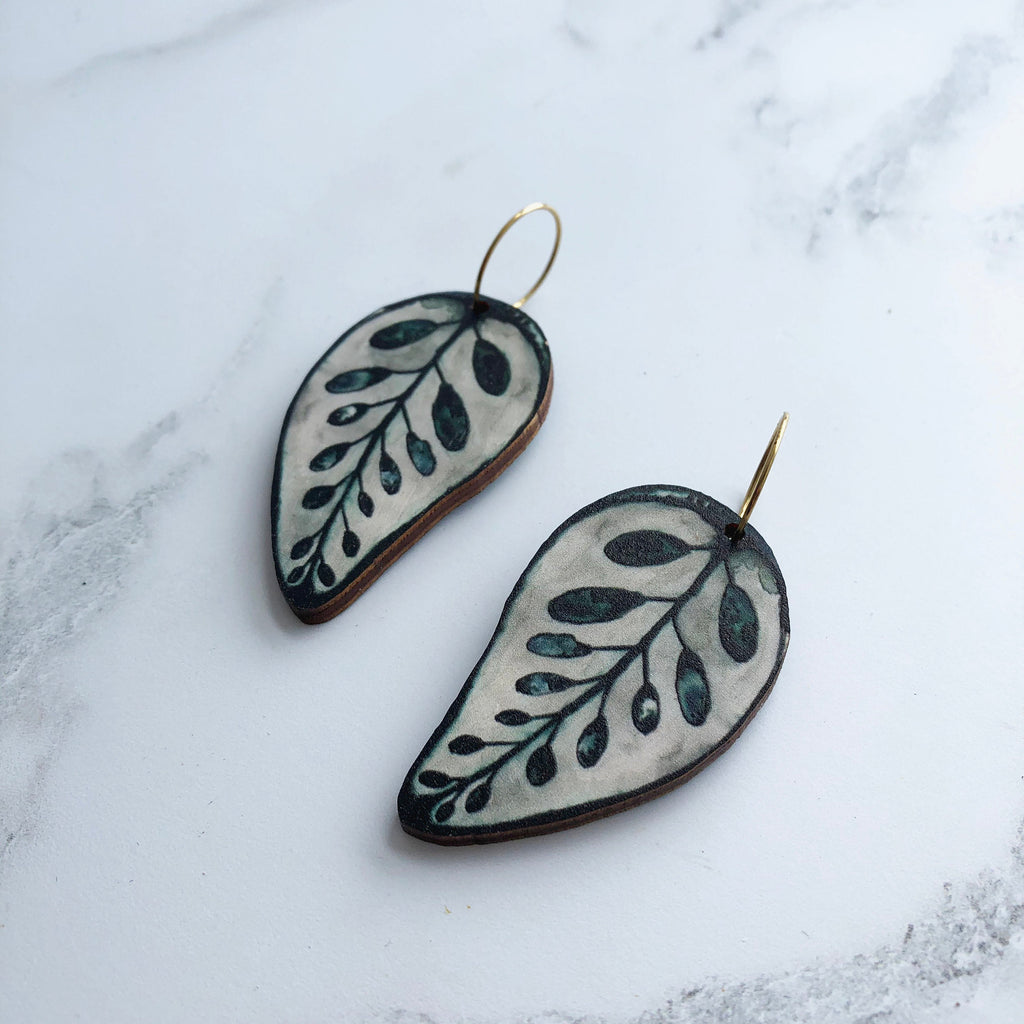 Calathea Makoyana Hoop Earrings