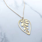 Gold Calathea Makoyana Leaf Necklace