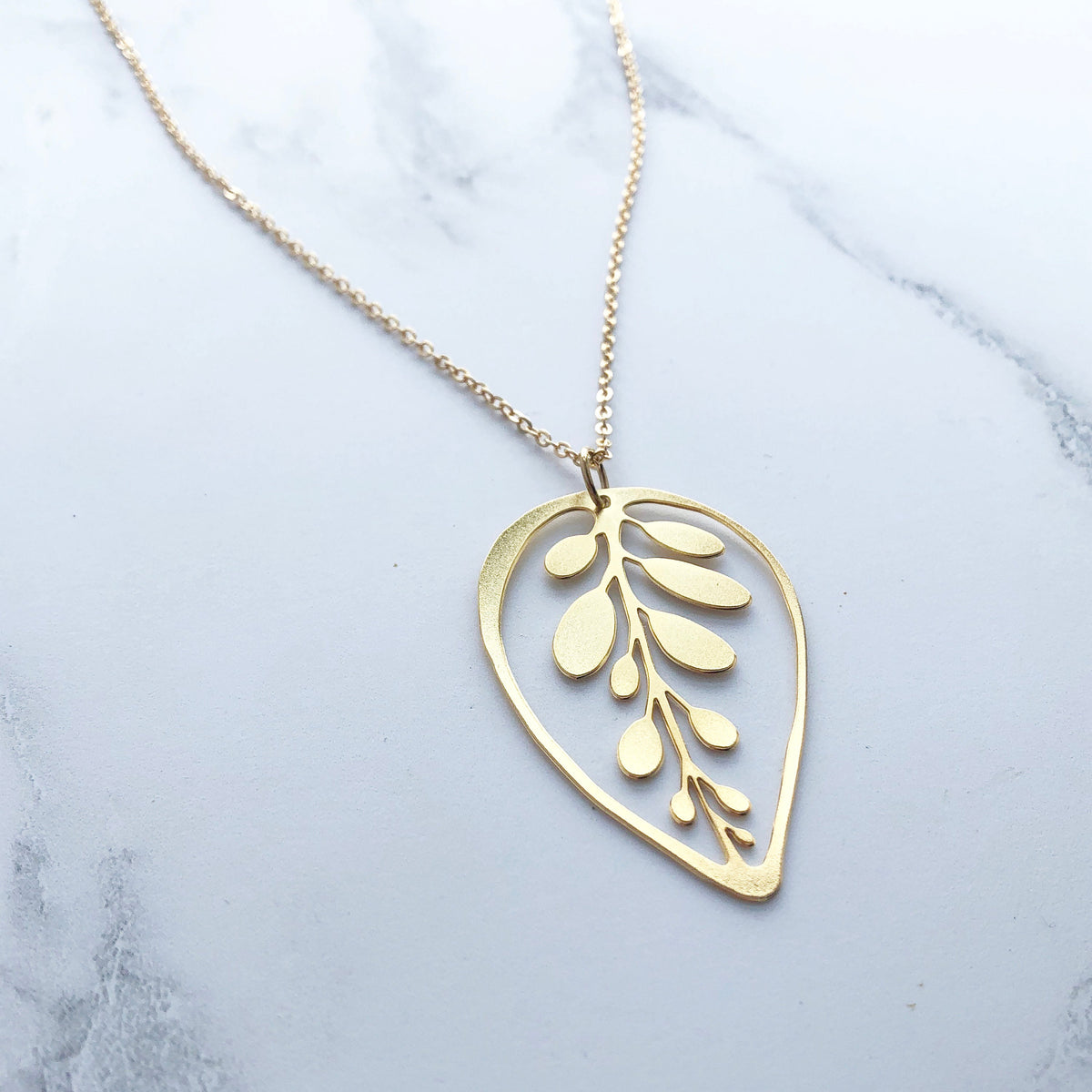 Gold Calathea Makoyana Leaf Necklace
