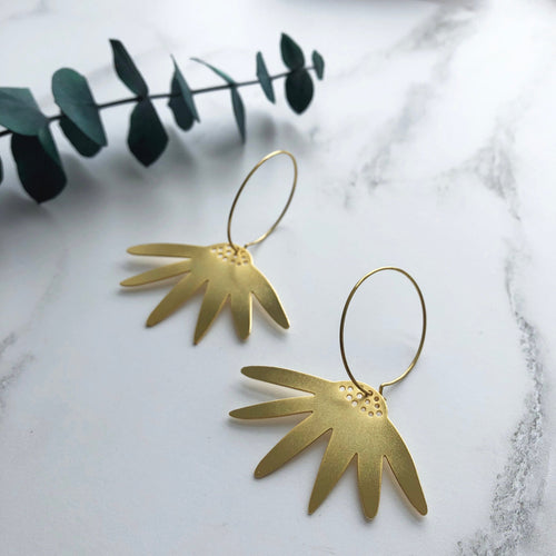 Gold Daisy Hoop Earrings