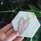 Caladium Keychain - Pink Plant Keyring
