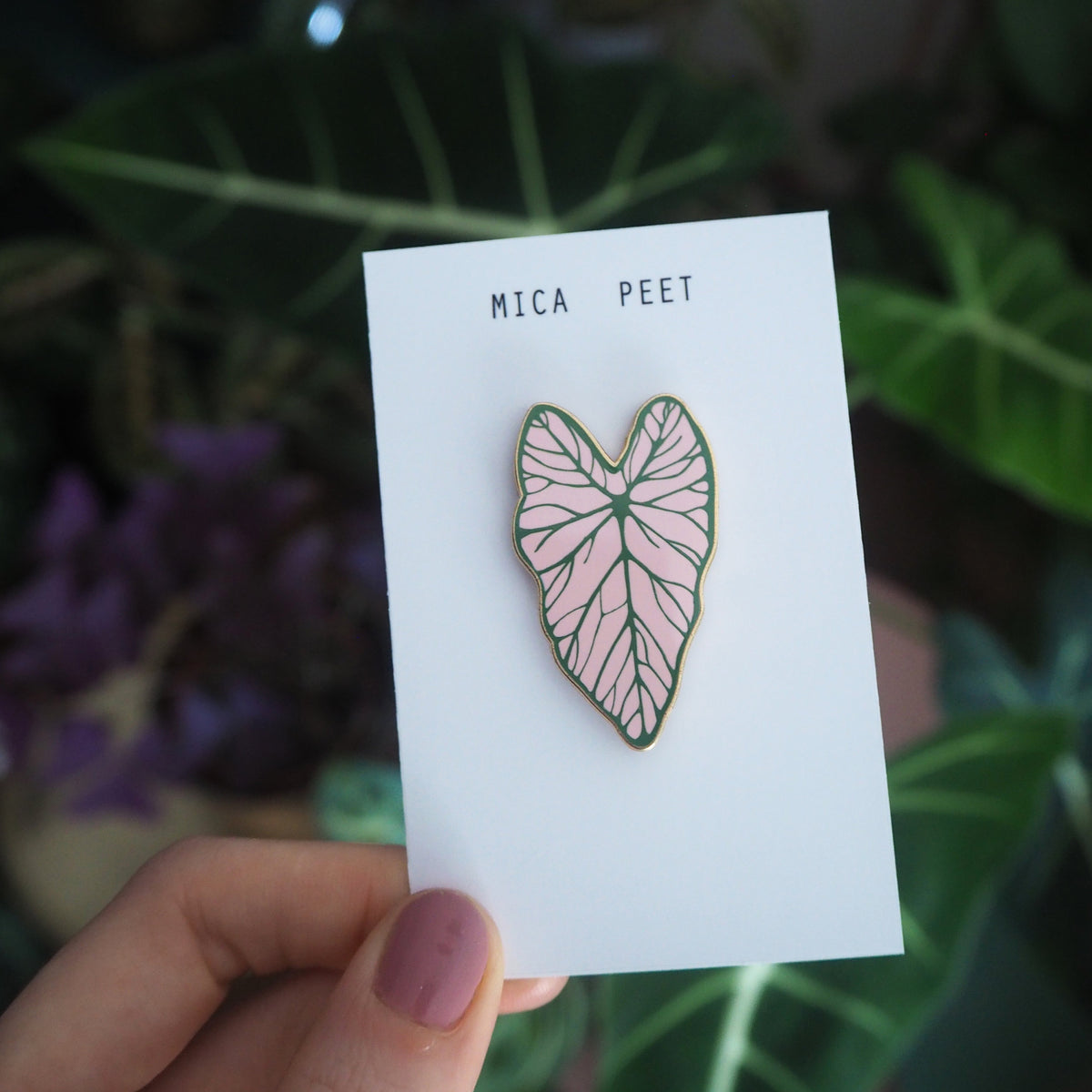 Caladium Leaf Pin - Pink Plant Pin