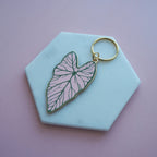 Caladium Keychain - Pink Plant Keyring