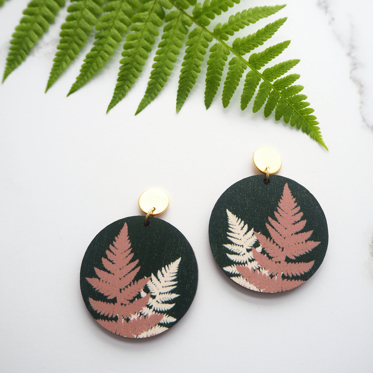 Statement Fern Drop Earrings - Green
