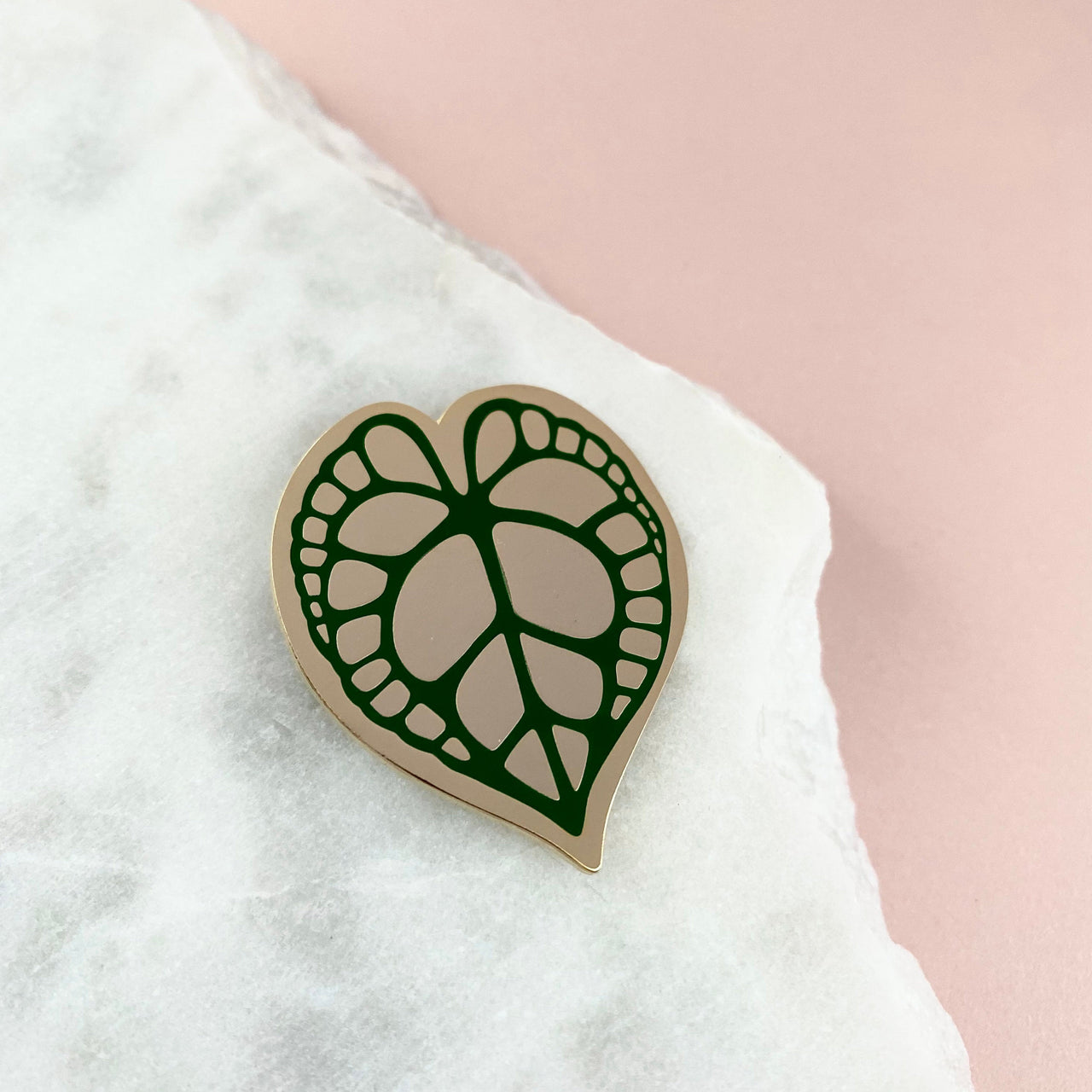 Tropical Leaf Enamel Pin - Anthurium Clarinervium Enamel Pin