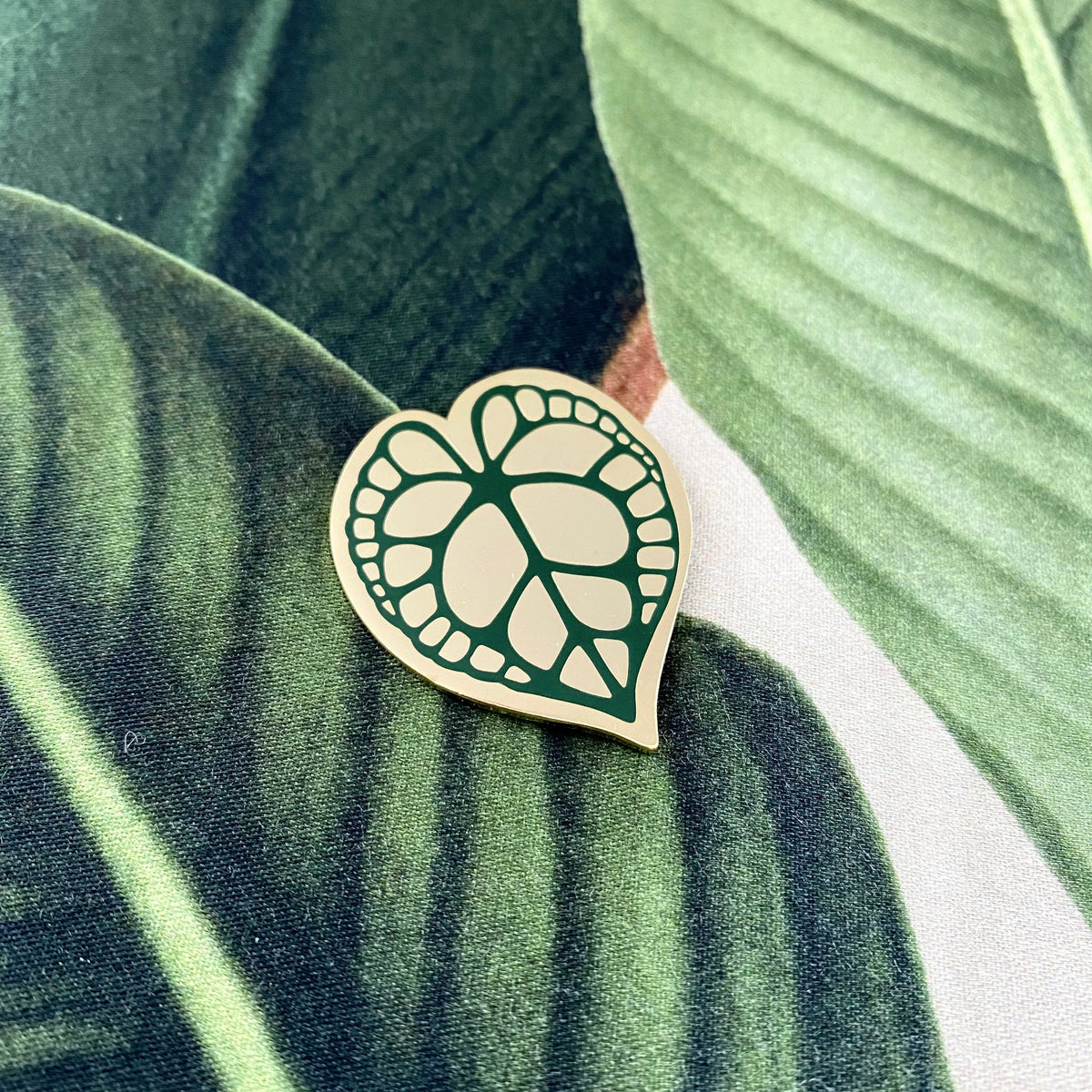 Tropical Leaf Enamel Pin - Anthurium Clarinervium Enamel Pin