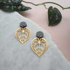 Statement Gold Anthurium Plant Drop Earrings