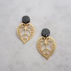 Statement Gold Anthurium Plant Drop Earrings