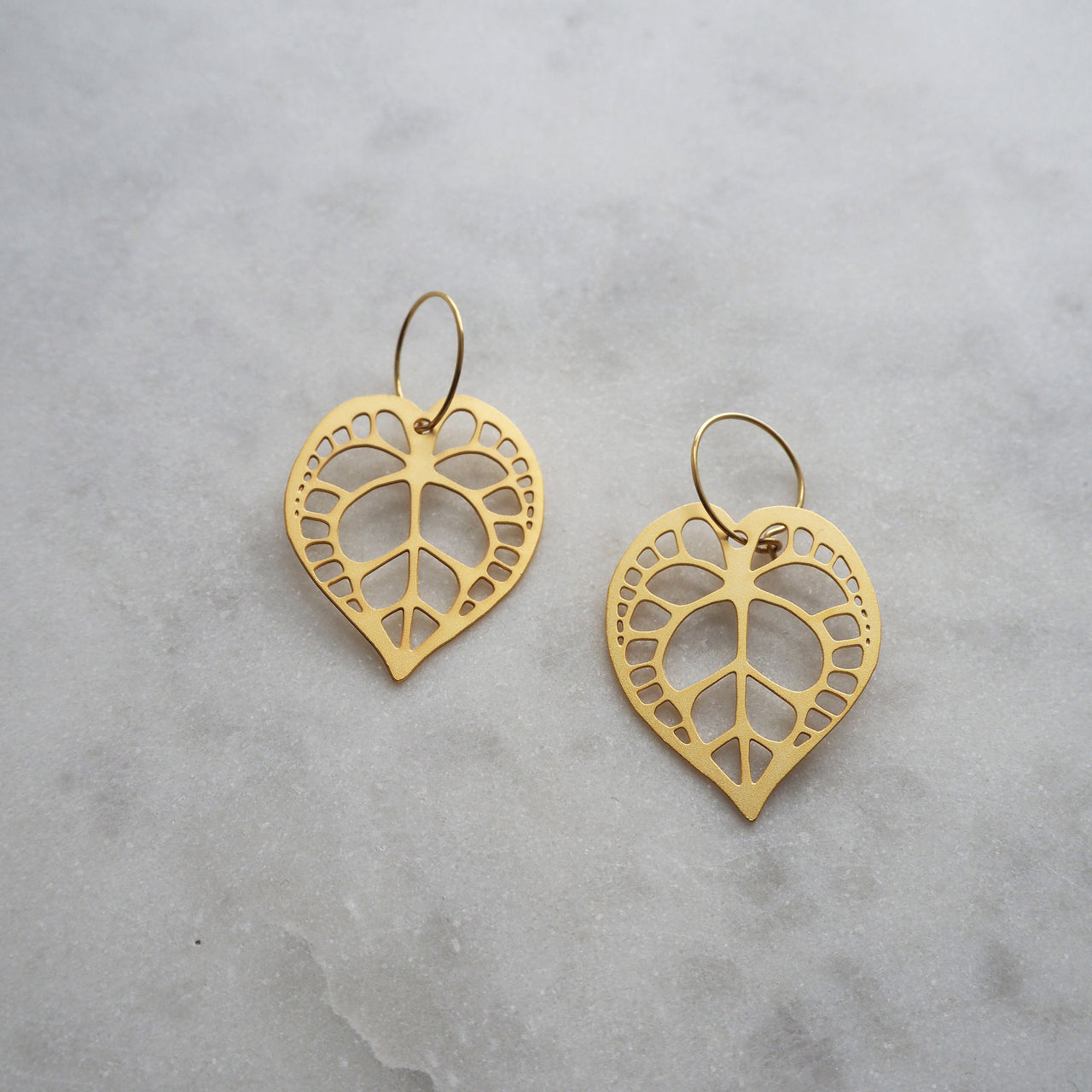 Statement Gold Anthurium Plant Hoop Earrings