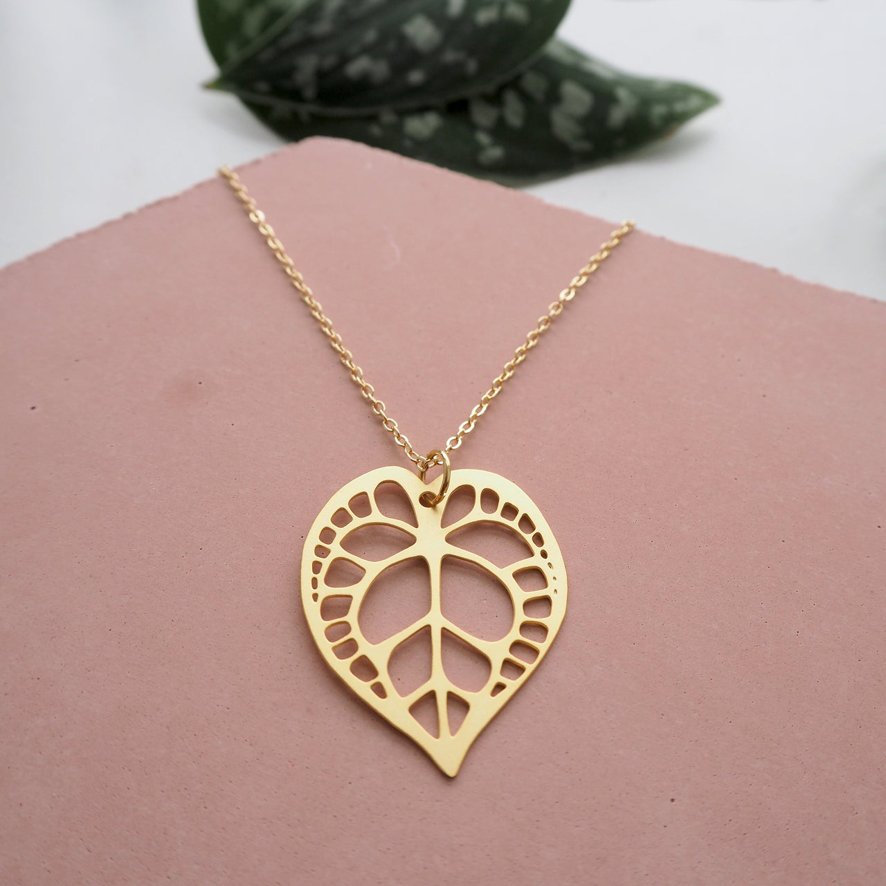 Gold Anthurium Leaf Necklace