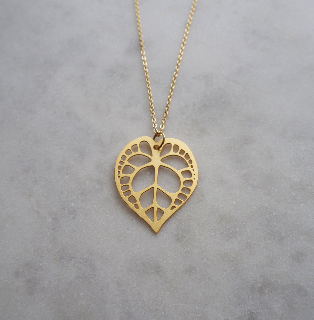 Gold Anthurium Leaf Necklace