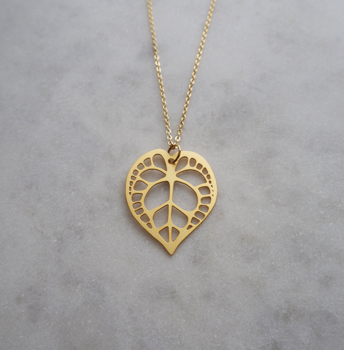 Gold Anthurium Leaf Necklace