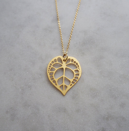Gold Anthurium Leaf Necklace