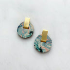 Irregular Circle Stud Earrings - Pastel Marble Stud Earrings
