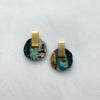 Irregular Circle Stud Earrings - Orange & Teal