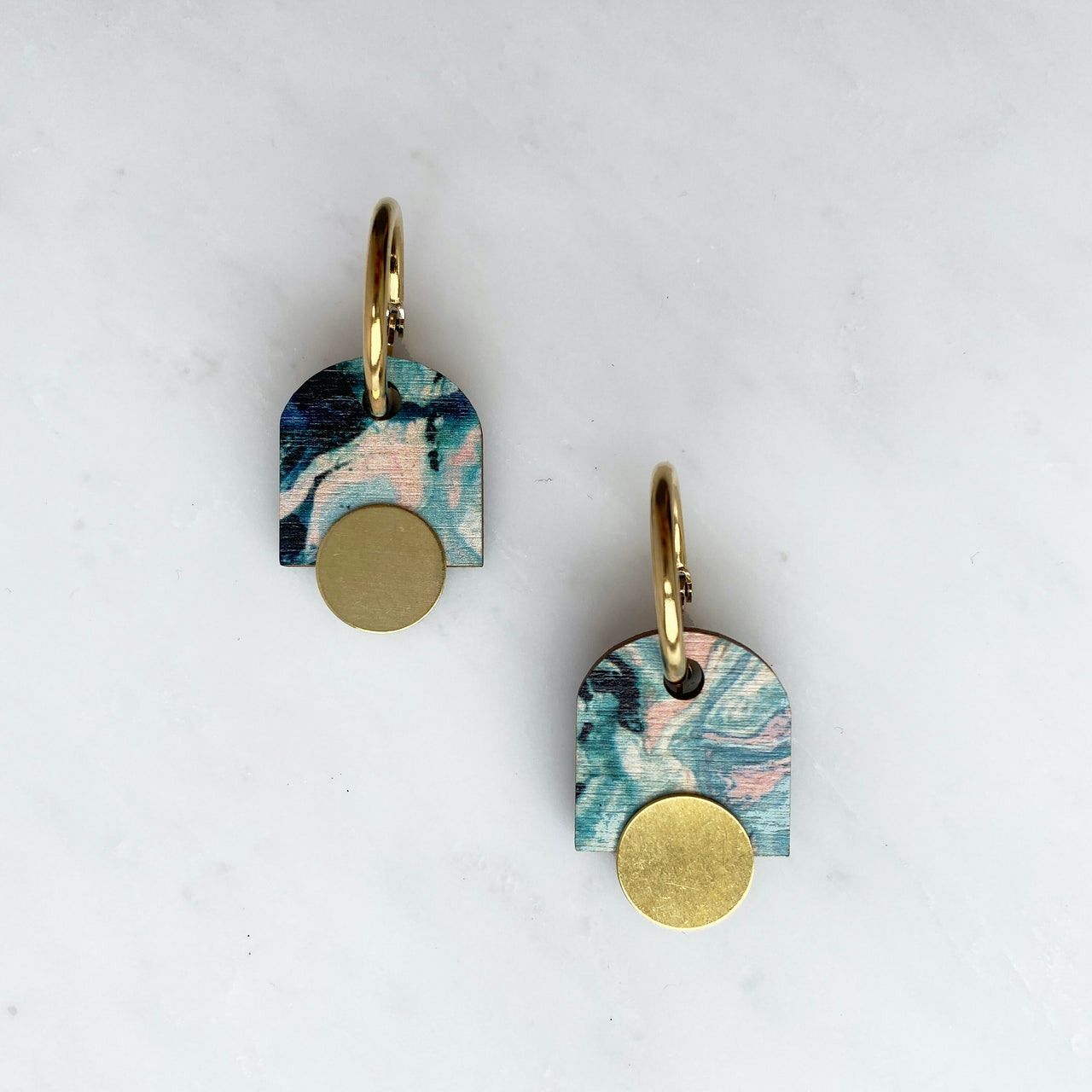 Geometric Arch Hoop Earrings - Pastel Hoop Earrings