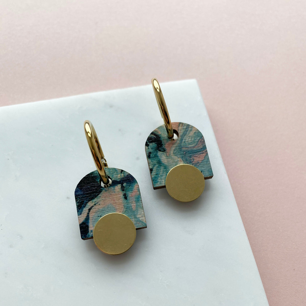 Geometric Arch Hoop Earrings - Pastel Hoop Earrings
