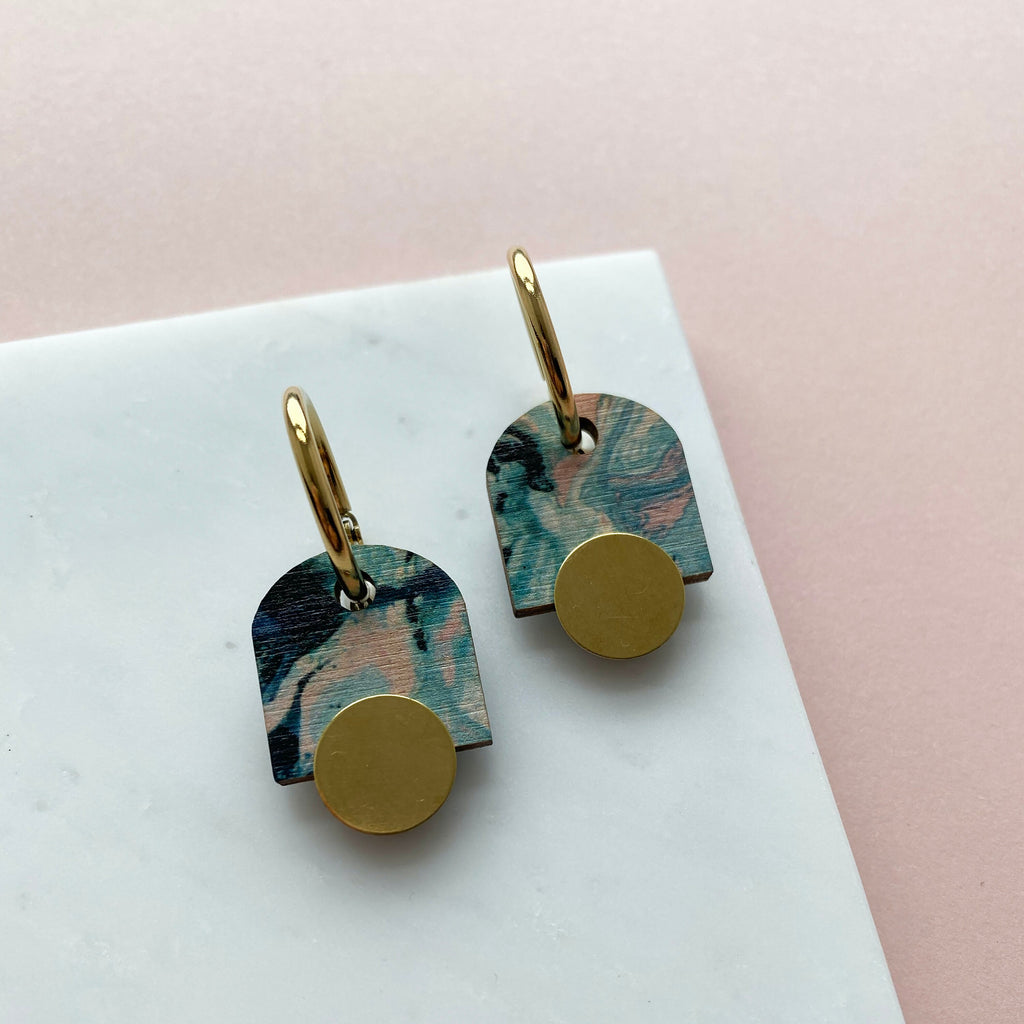 Geometric Arch Hoop Earrings - Pastel Hoop Earrings