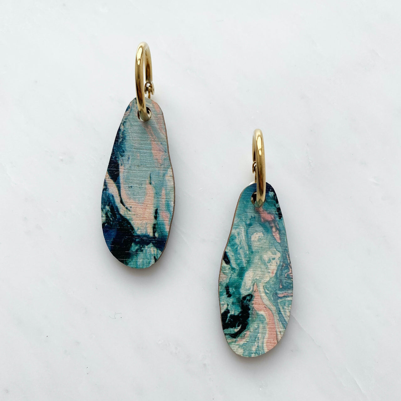 Pastel Marble Irregular Hoop Earrings