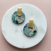 Irregular Circle Stud Earrings - Pastel Marble Stud Earrings