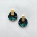 Teal & Gold Circle Stud Earrings