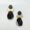 Large Pebble Drop Studs - Dark Red & Green