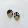 Mini Arch Stud Earrings - Green & Pink Marble