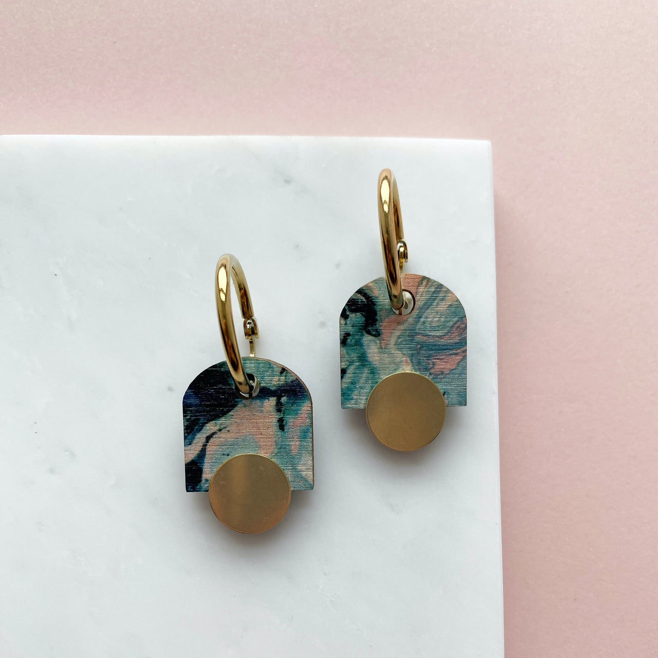 Geometric Arch Hoop Earrings - Pastel Hoop Earrings