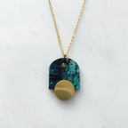 Blue & Gold Geometric Arch Necklace