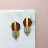 Statement Circle Stud Earrings - Burnt Orange, Cream & Gold Geometric Studs