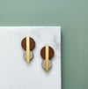 Statement Circle Stud Earrings - Burnt Orange, Cream & Gold Geometric Studs