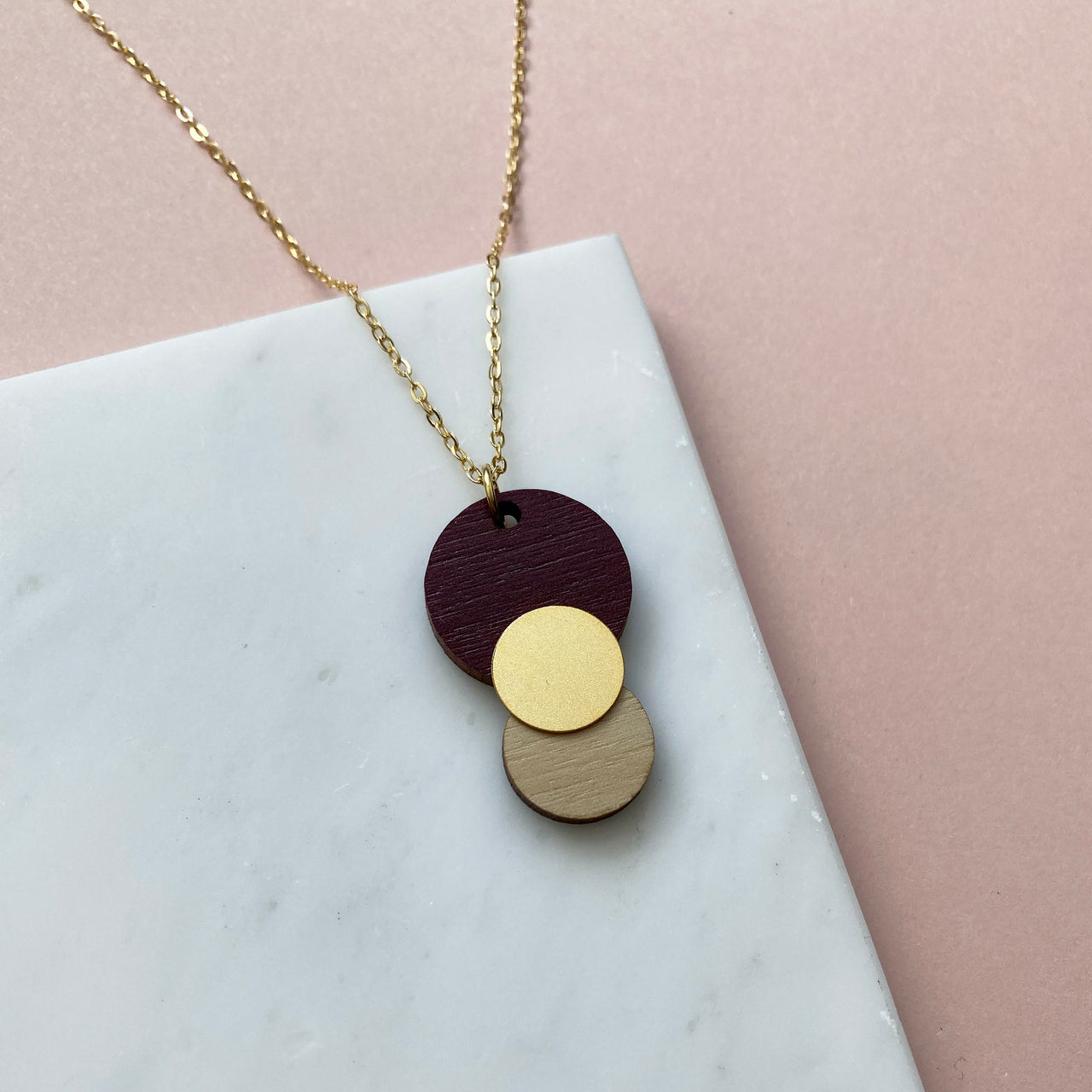 Purple & Cream Circle Necklace