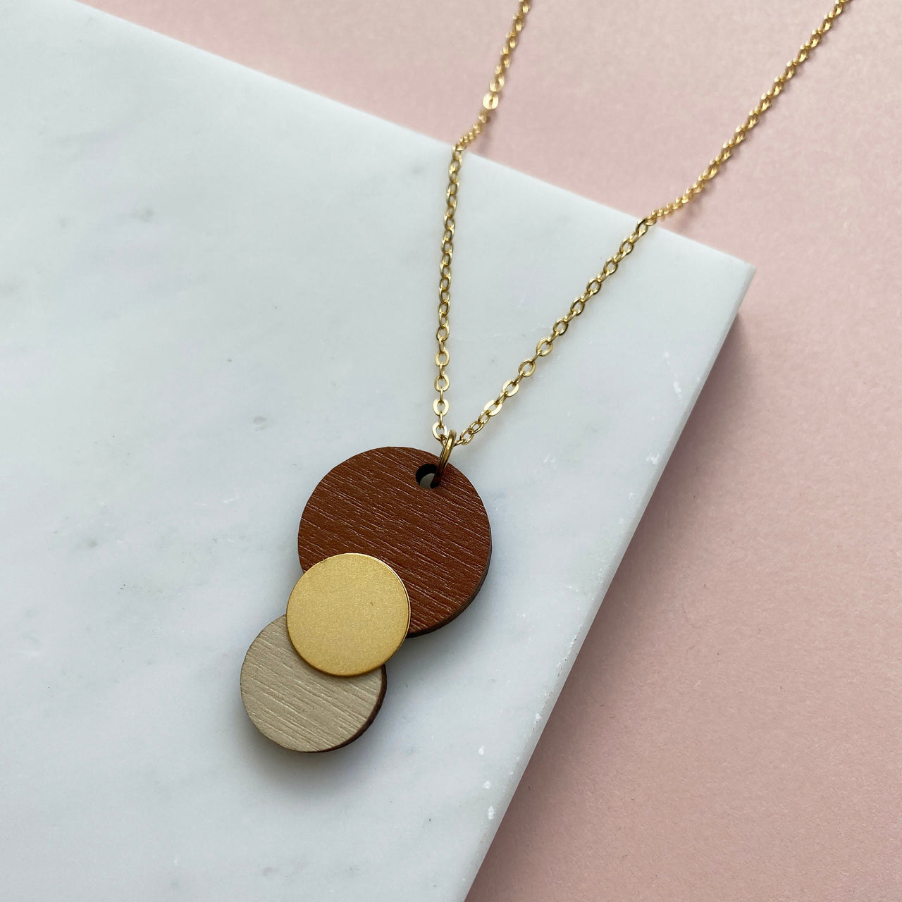 Burnt Orange & Cream Circle Necklace