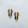 Pink, Green & Gold Geometric Circle Stud Earrings