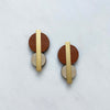 Statement Circle Stud Earrings - Burnt Orange, Cream & Gold Geometric Studs