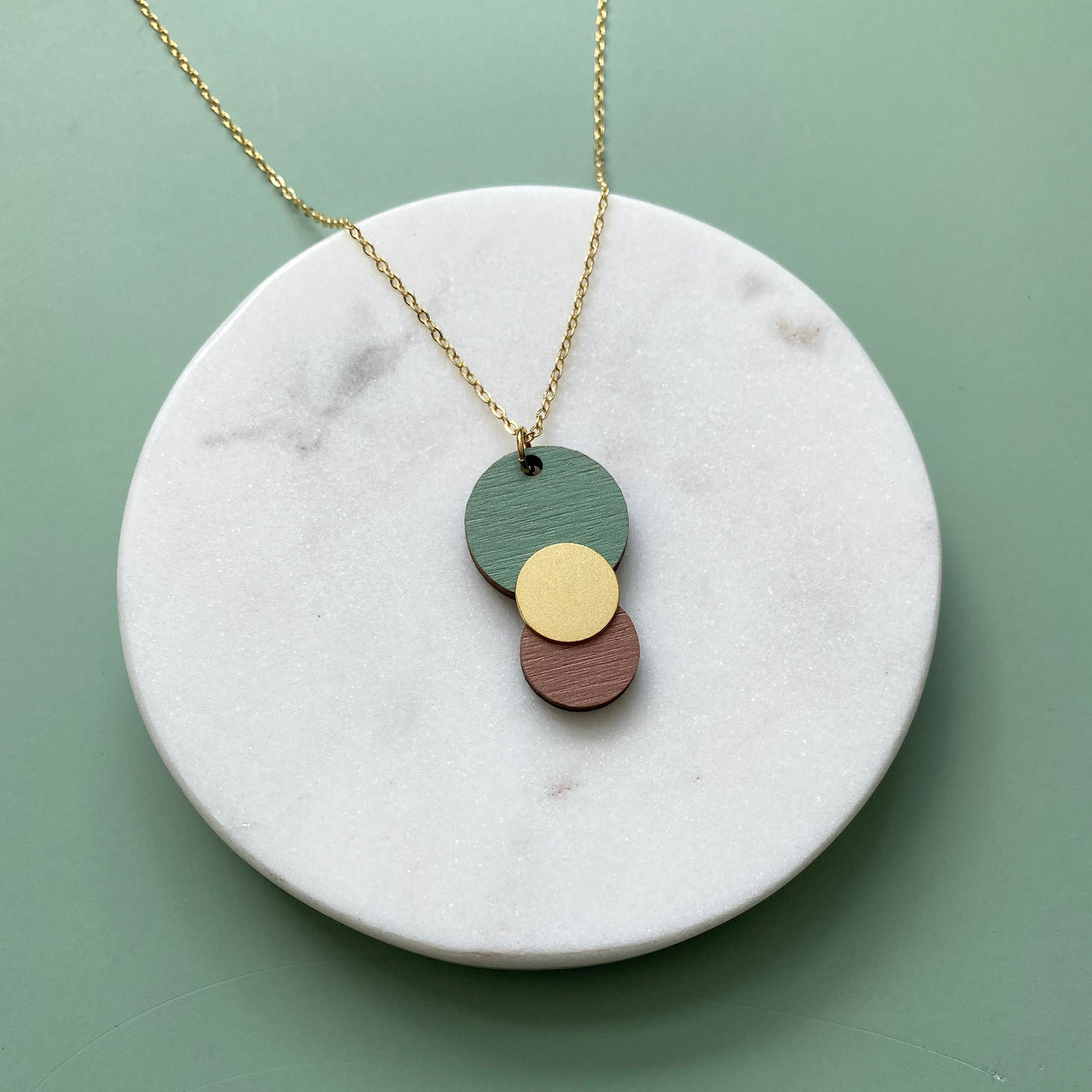 Mint, Pink & Gold Circle Necklace