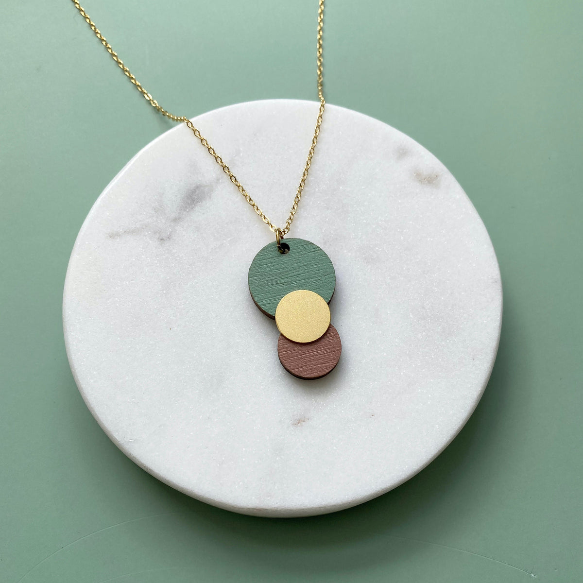 Mint, Pink & Gold Circle Necklace