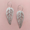 Silver Leaf Hoop Earrings