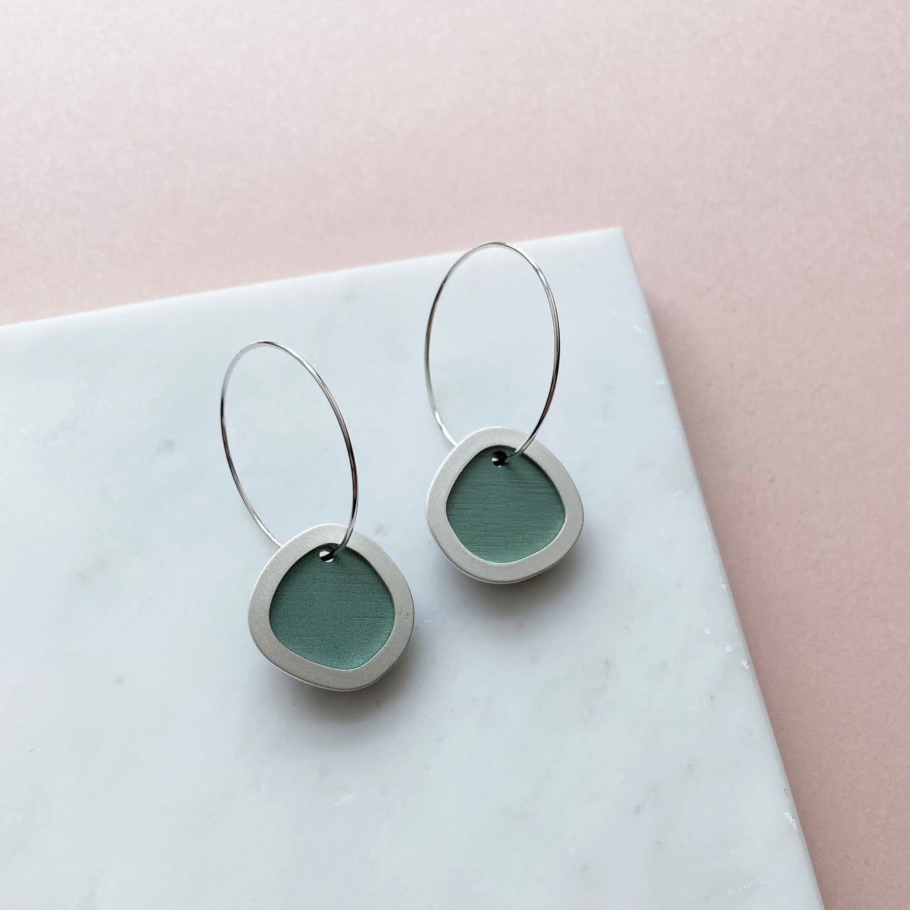 Silver Geometric Circle Hoop Earrings
