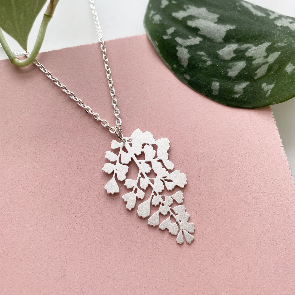 Silver Maidenhair Fern Necklace